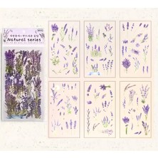 Limmy Vintage Sticker Natural Stiker Çıkartma Etiket 6'lı Set- Mor Çiçekler