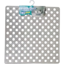 Renkliürün Kare Ayak Temizleme Matı Kabartma Silikon Kaydırmaz Taban Duşakabin ve Banyo Matı (BEJ)(50X50)