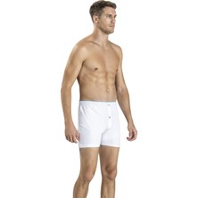 Jiber Erkek 6'lı Beyaz Havlu Kemer Düğme Detaylı Penye Boxer