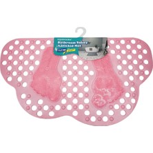 Renkliürün Ayak Temizleme Matı Kabartma Silikon Kaydırmaz Taban Duşakabin ve Banyo Matı (PEMBE)(70X40)