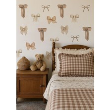 Wallhuman Bej Kurdele Duvar Sticker Seti | Soft Tonlarda Kurdele Desenli Duvar Süsü | Çocuk & Bebek Odası