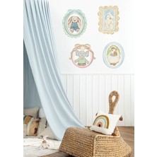 Wallhuman Pastel Çerçeveli Sevimli Hayvanlar Duvar Sticker Seti 4'lü – Çocuk Odası Dekoru