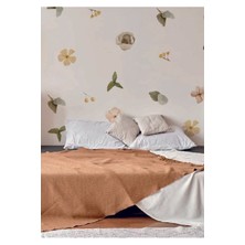 Wallhuman Bej Kahve Boho Çiçekler Çocuk Odası Duvar Stickeri