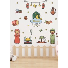 Wallhuman Hoşgeldin Ramazan Bayramı Yapışkanlı Sticker Duvar Cam Dolap Çıkartması Süsü