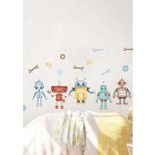 Wallhuman Sevimli Robotlar Çocuk Odası Duvar Stickerı