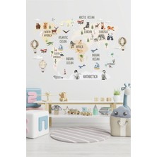 Wallhuman Safari Dünya Haritası Dekoratif Sticker