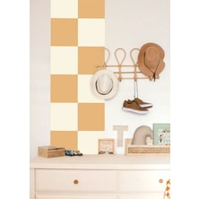 Wallhuman Bohem Kareler - Sarı Krem Karolar Duvar Stickerı