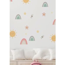 Wallhuman Mutlu Güneş ve Gökkuşağı Çocuk Odası Duvar Stickerı
