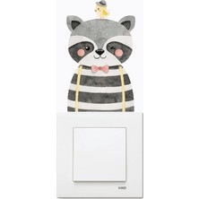 Wallhuman Priz- Papyonlu Rakun Çocuk Odası Stickerı