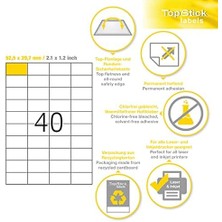 Storemax 8698 Evrensel Etiketler, 100 Yaprak, 52,5 x 29,7 Mm, 40 Pro A4 Yaprak, 4000 Adet, Kendinden Yapışkanlı, Yazdırılabilir, Mat, Çıkartma, Beyaz