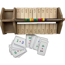 Leaf Shop Ahşap Matematik Oyunu, Abaküslü Sayı Öğrenme Seti, 2 Kişilik, Toplama Işlemi Kartları