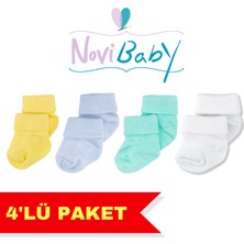 Novibaby 4'lü Bambu Bebek Çorap, Yenidoğan Bebek Çorabı, Kız Erkek Çocuk, Pr4