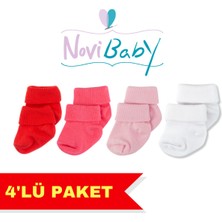 Novibaby 4'lü Bambu Bebek Çorap, Yenidoğan Bebek Çorabı, Kız Erkek Çocuk, Cd4