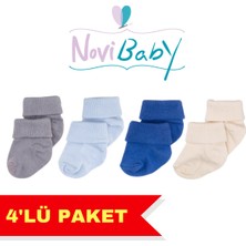 Novibaby 4'lü Bambu Bebek Çorap, Yenidoğan Bebek Çorabı, Kız Erkek Çocuk, Vy4