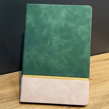 Pilelistore Altın Şeritli Yeşil Deri Not Defteri