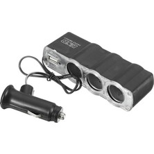 Gözpar Oto Çakmaklık Çoğaltıcı Oto Araç Kablolu 3lü ve USB Girişli