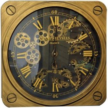 ZS Demir Saat Çarklı Kare Roma Rakamlı Duvar Saati Dekoratif Hediyelik