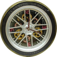 ZS Demir Saat Çarklı Jant Modeli Duvar Saati Dekoratif Ev Ofis Hediyelik