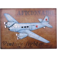 ZS Demir Uçak Tablo Pano Vintage Dekoratif Ev Ofis Hediyelik