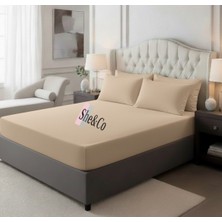 She&Co Çift Kişilik Lastikli Çarşaf Seti- Kahve