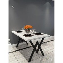 Modülare Yemek Masası Cafe Masası Balkon Masası Mutfak Masası Sabit Masa Metal Ayak 80X120