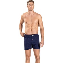 Jiber Erkek 6'lı Lacivert Havlu Kemer Düğme Detaylı Penye Boxer