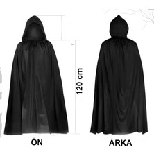 Pilelistore Siyah Uzun Pelerin 120 cm Kapüşonlu – Cosplay ve Parti Kostümü