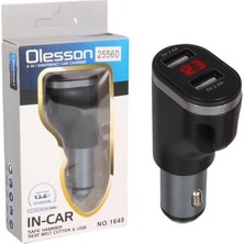 LTG Nova Olesson 1648 12-24V Çift USB Girişli 5V-2.4A Dijital Voltaj Ekranlı Araç Çakmaklık Şarj Aleti