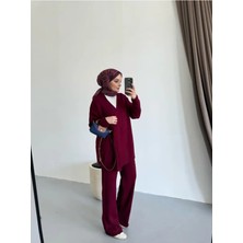 Miraydin Butik Kadın Yandan Bağlamalı Triko Takım Tesettür - Bordo