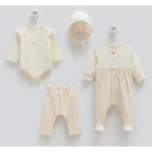Caramell %100 Pamuk Tiny Lace 4'lü Takım Set 56-62 cm 1-3 Ay CRML.ZK1912