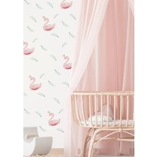 Wallhuman Pembe Kuğular ve Yapraklar Çocuk Odası Duvar Stickerı
