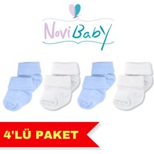 Novibaby 4'lü Bambu Bebek Çorap, Yenidoğan Bebek Çorabı, Kız Erkek Çocuk, Ef4