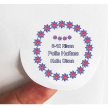 TM Tasarım Mağazası 24 Adet 4 cm Polis Haftası Kutlu Olsun Baskılı Mat Etiket Sticker