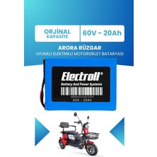 Electroll Arora Rüzgar Uyumlu Batarya (Standart Kapasite) Lifepo4 60V 20AH Elektrikli Motorsiklet Bataryası