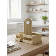GOLDENWOODEN Ahşap Doğal Baharatlık Yağdanlık ve Peçetelik Altı(Kavak-Ihlamur)