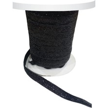 Karahanbey Kadife Kurdele Simli 1 cm Siyah 10 Metre