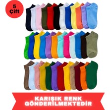 Novibaby Pamuklu Kadın Patik Çorap Bayan Çok Renkli Spor Kısa Çorabı - 5 Çift