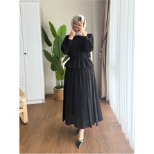 Miraydin Butik Kadın Fırfır Gömlekli Etekli Takım M2512 - Siyah