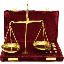 ZS Demir Terazi 100GR  Kadife Kutulu Ahşap Kadife Kaplı Hediyelik