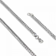 Hg.Aksesuar Erkek Köşeli Kral Bakla Örgülü Çelik Kolye 4mm