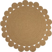 Halı Sepeti Reygon Ege 7 Hasır Daire Dekoratif El Örgüsü Kilim Yolluk Halı