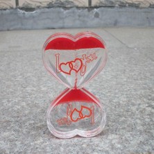 ZS Demir I Love You Kalpli Jel Kum Saati Dekoratif Hediyelik