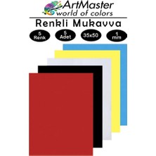 ArtMaster Renkli Mukavva 35X50 cm 5 Renk 1 Paket Renkli Sert Karton 1.0 mm Anasınıfı Hobi Etkinlik Okul Öncesi Elişi