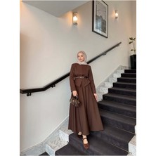 Miraydin Butik Kadın Double Krep Kumaş Şık Ceket ve Etek Takım Kahverengi - M41420
