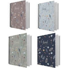 Kitabevimden Dilman Flower Spiralli Defter 16X22 80 Yp Çizgili 6191