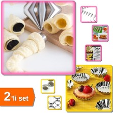 Hereveoyuncak Paslanmaz Çelik Kek Kalıbı 6 Adet + Kornet Kurabiye Şekil Verici 6 Adet - 2li Set F6N5Y6