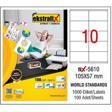 Kitabevimden Ekstrafix Laser Etiket 100 Yp 105X57 Laser-Copy-Inkjet FİX-5610