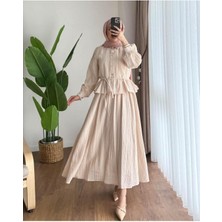 Miraydin Butik Kadın Fırfır Gömlekli Etekli Takım M2512 - Bej