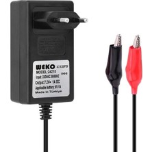 Pazarcan Weko 7.2 Volt - 1 Amper Krokodil Uçlu Priz Tipi Yerli Üretim Akü Şarj Adaptörü