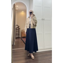 Miraydin Butik Kadın Beli Lastikli Scuba Kloş Etek M7056 - Lacivert